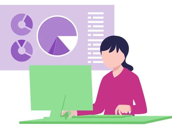 Woman doing business analysis  Illustration