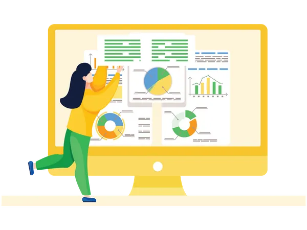 Woman doing business analysis  Illustration