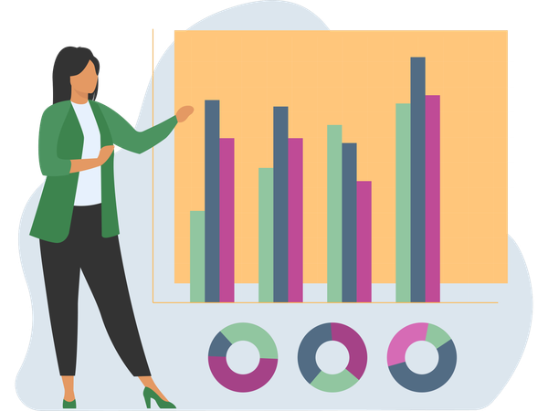 Woman doing Business Analysis  Illustration