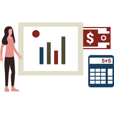 Woman doing business calculations  Illustration