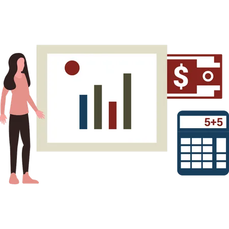 Woman doing business calculations  Illustration
