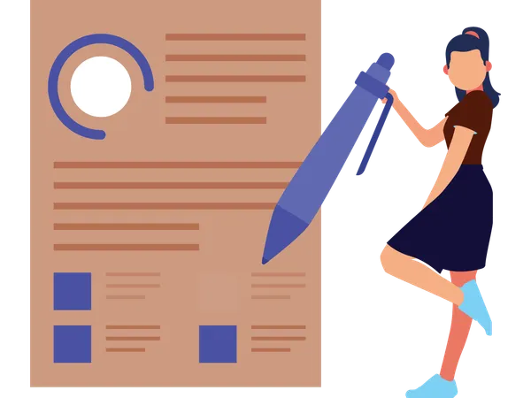 Woman doing business data analytics  Illustration