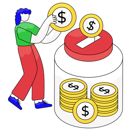 Woman Doing Business Donation  Illustration