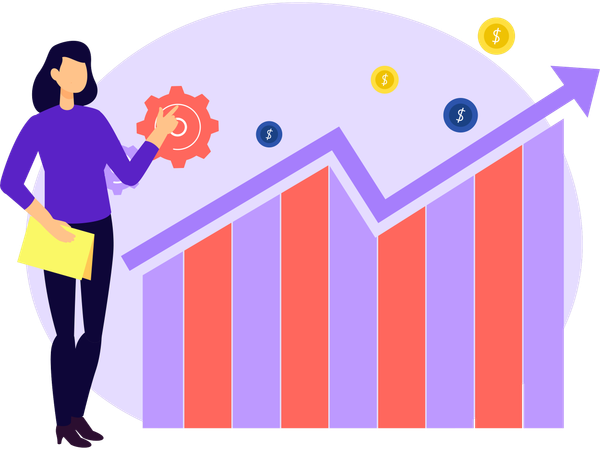 Woman Doing Business Growth  Illustration