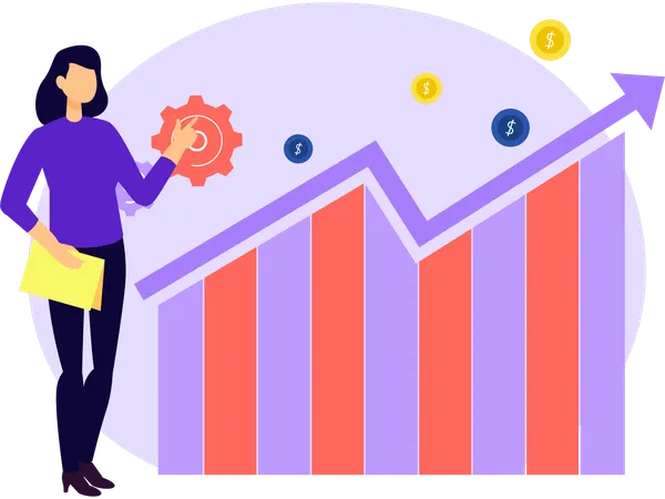 Woman Doing Business Growth  Illustration