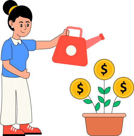 Woman doing Business Investment  Illustration