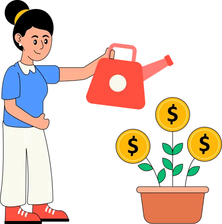 Woman doing Business Investment  Illustration