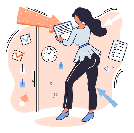 Woman doing business management Illustration