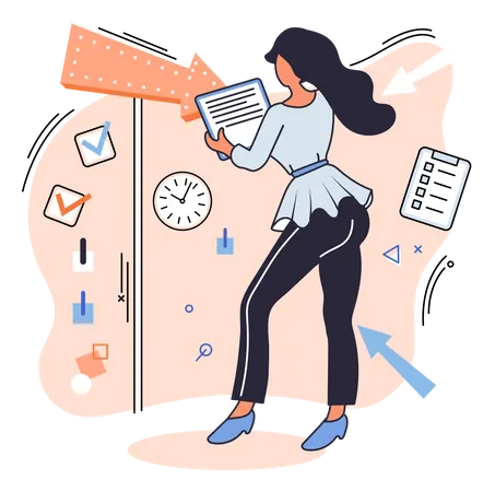 Woman doing business management  Illustration
