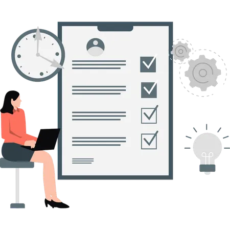 Woman doing business management  Illustration