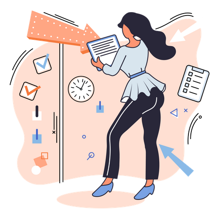 Woman doing business management  Illustration