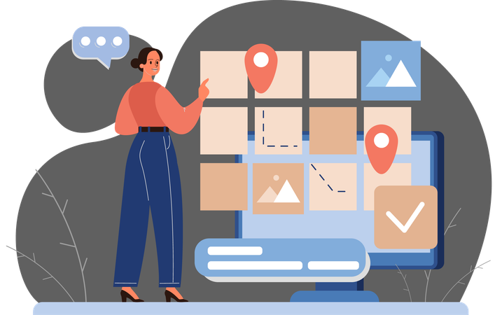 Woman doing business mapping  Illustration