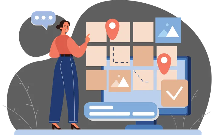 Woman doing business mapping  Illustration