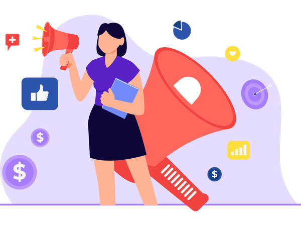 Woman Doing Business Marketing  Illustration