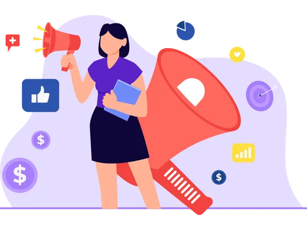 Woman Doing Business Marketing  Illustration