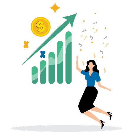 Woman doing Business Milestone Celebration  Illustration