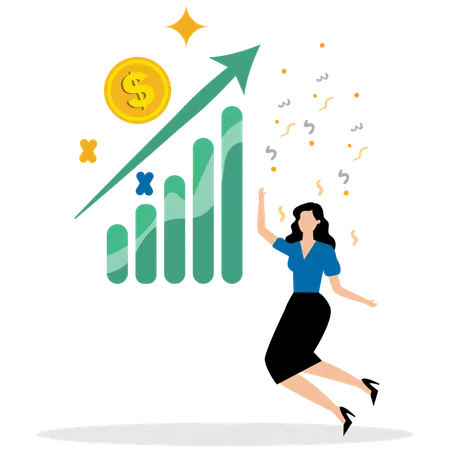 Woman doing Business Milestone Celebration  Illustration