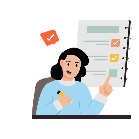 Woman doing business planning  Illustration