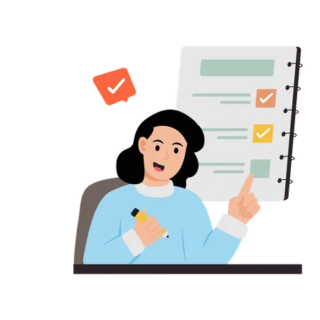 Woman doing business planning  Illustration