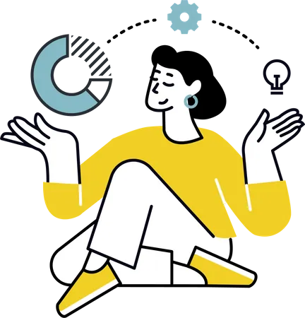 Woman doing business planning  Illustration