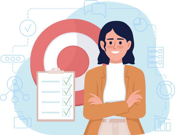 Woman doing business planning  Illustration