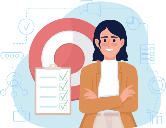 Woman doing business planning  Illustration