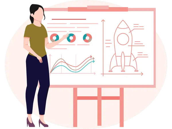Woman doing business Presentation  Illustration