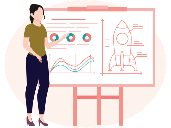 Woman doing business Presentation  Illustration