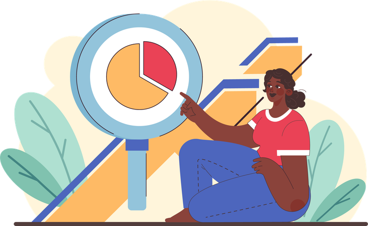 Woman doing business research  Illustration