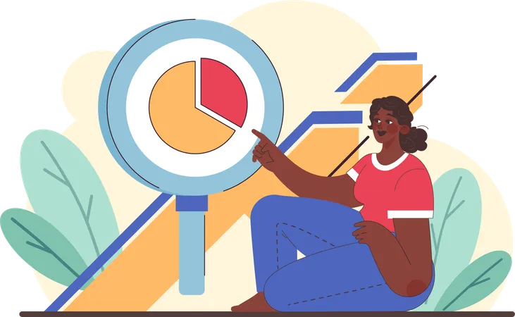 Woman doing business research  Illustration