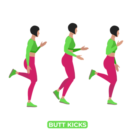 Woman Doing Butt Kicks  Illustration