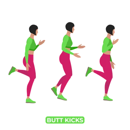 Woman Doing Butt Kicks  Illustration