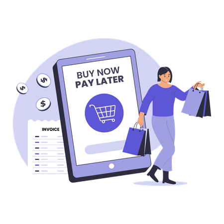 Woman doing Buy Now Pay Later  Illustration