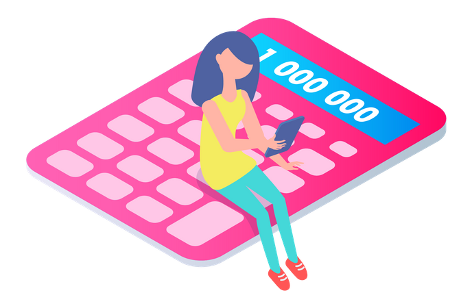 Woman doing calculation  Illustration
