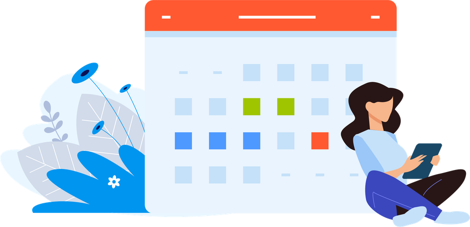 Woman Doing Calendar Schedule  Illustration