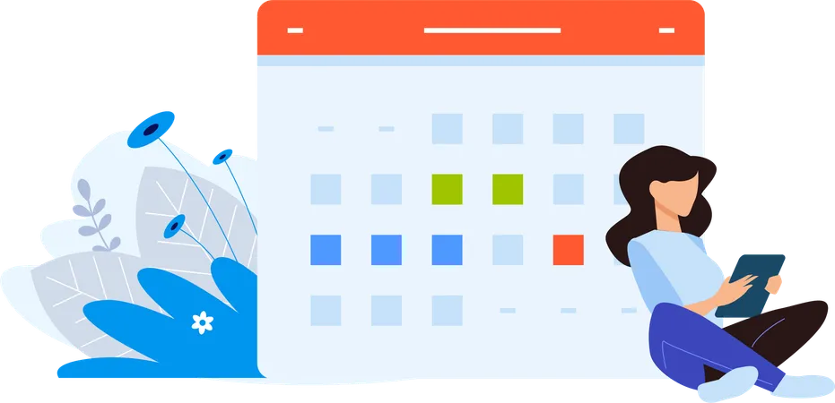 Woman Doing Calendar Schedule  Illustration