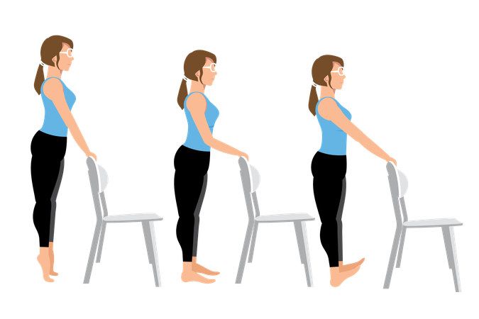 Woman doing Calf and toes raises  Illustration