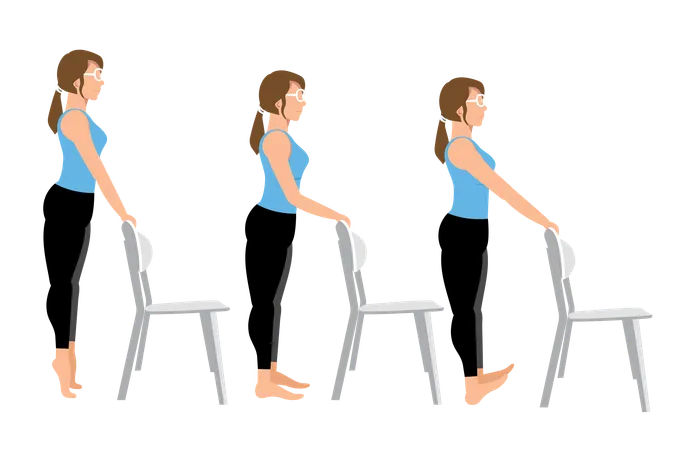 Woman doing Calf and toes raises  Illustration