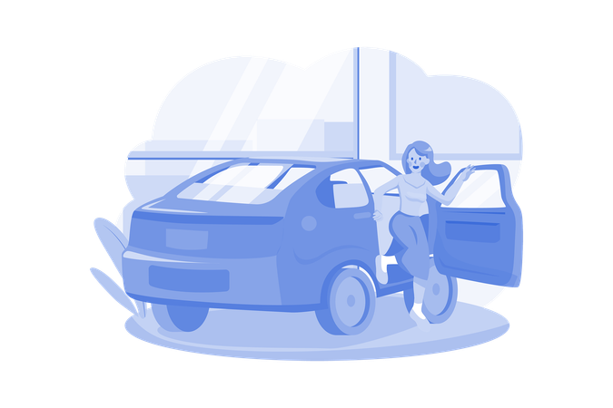 Woman doing car inspection  Illustration