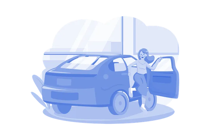 Woman doing car inspection  Illustration