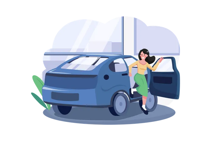 Woman doing car inspection  Illustration