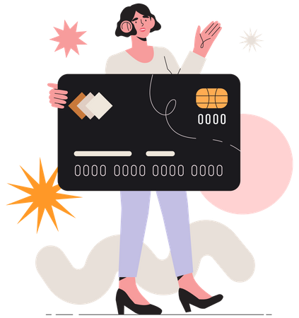 Woman doing card payment Illustration