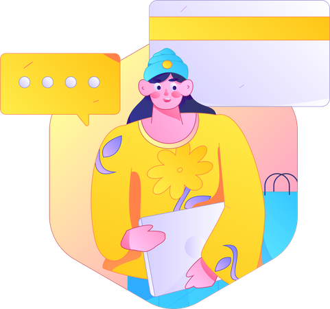 Woman doing card payment  Illustration