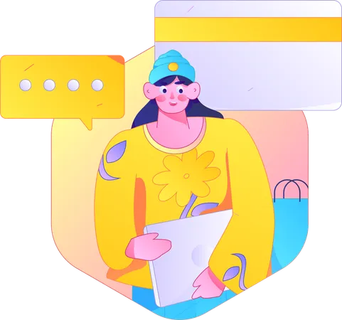 Woman doing card payment  Illustration