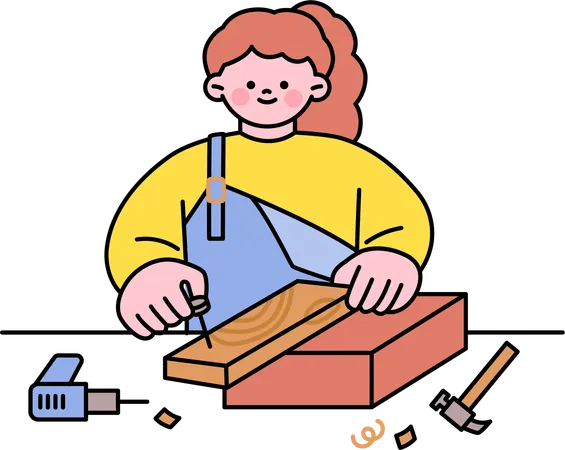 Woman doing carpentry work  Illustration