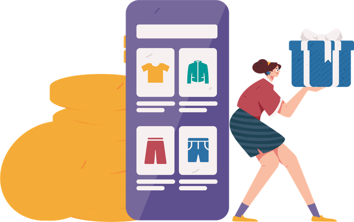 Woman doing cash on delivery  Illustration