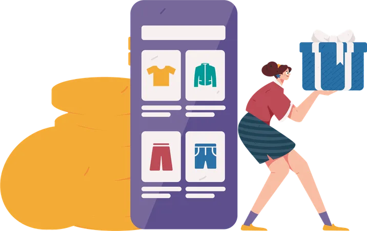 Woman doing cash on delivery  Illustration