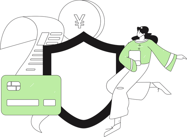 Woman doing cashless payment  Illustration