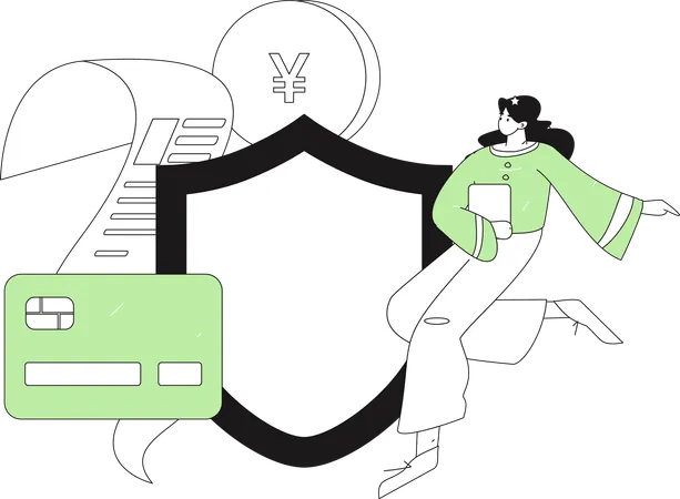 Woman doing cashless payment  Illustration