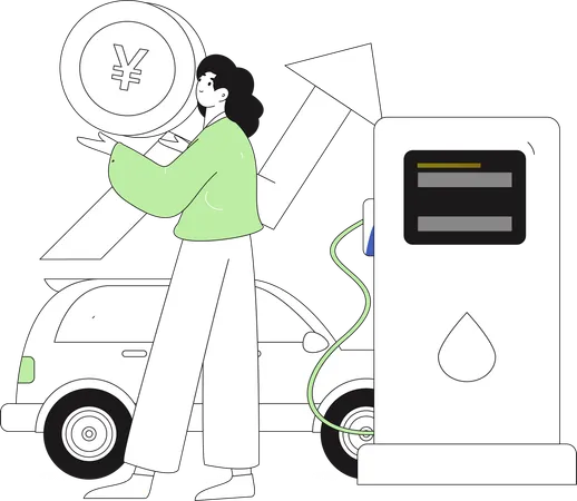 Woman doing cashless payment  Illustration
